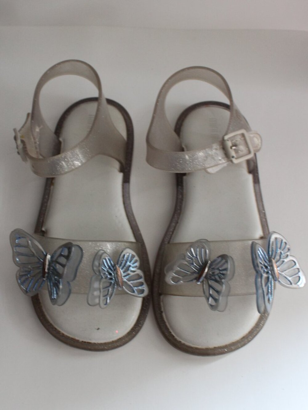 Mini Melissa Silver Blue Butterfly  Jelly Shoes size 10